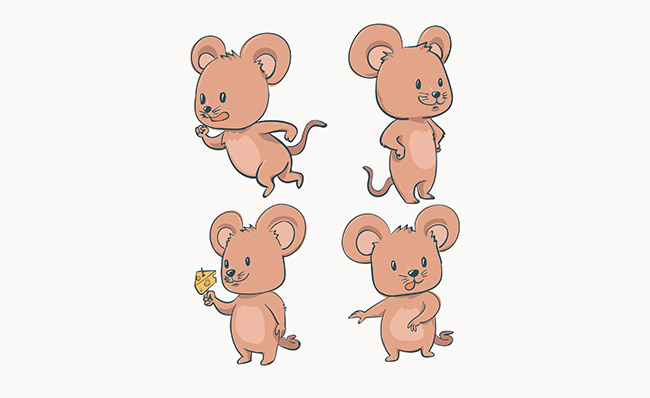 4张动漫卡通老鼠表情形象设计素材