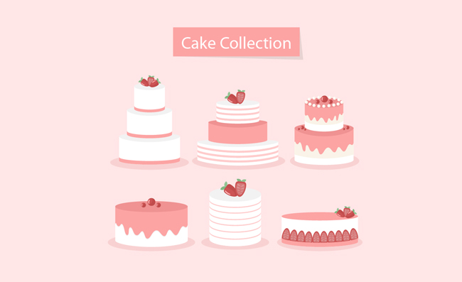 节日粉色蛋糕设计矢量素材