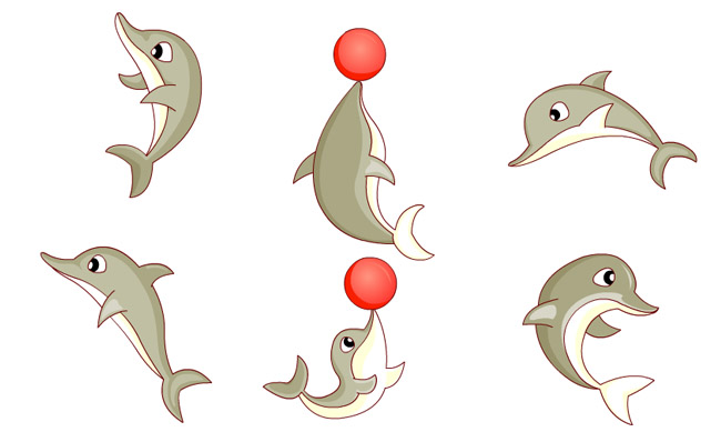 卡通手绘动漫海豚小动物素材