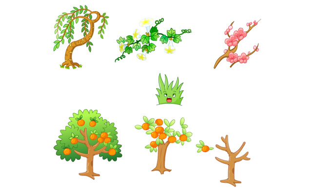 树木树枝果树an动画道具素材