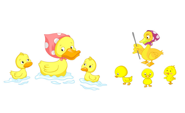 一群鸭子戏水动画动漫素材