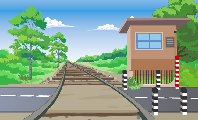 铁路交叉路口动画场景设计素材下载