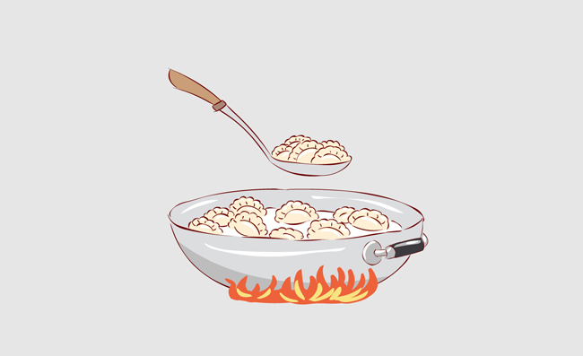煮熟的热乎乎的饺子矢量图