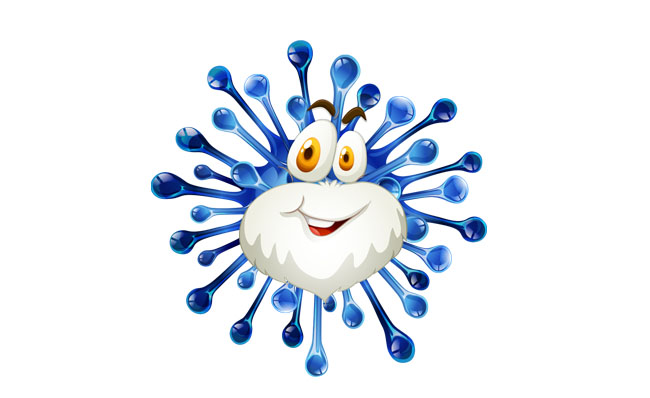 蓝色刺猬造型的病毒卡通形象设计素材