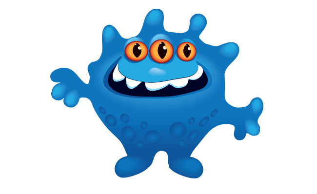 蓝色三只眼睛怪物形象设计png图片素材