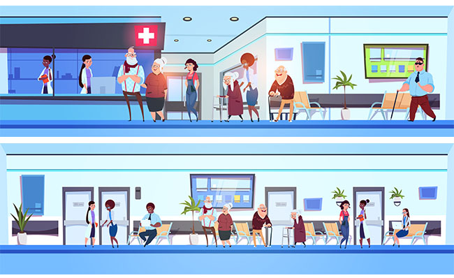 医院里面各种病人卡通动漫素材下载