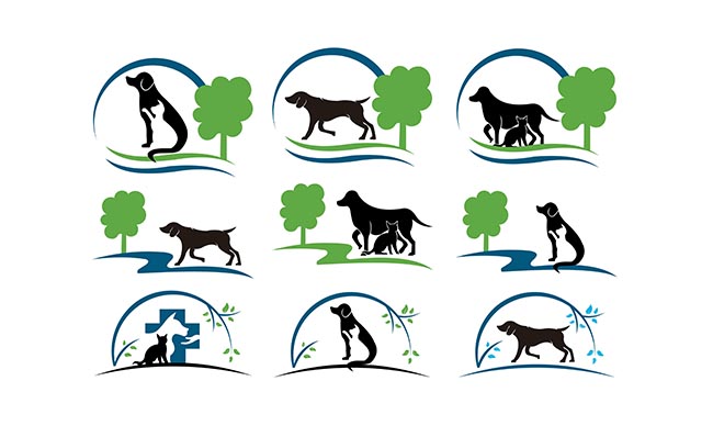 绿色植物组合的宠物图标设计矢量素材