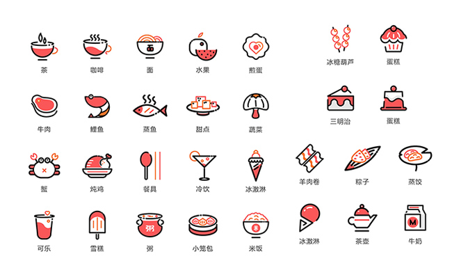 线条风格图标餐饮主题素材