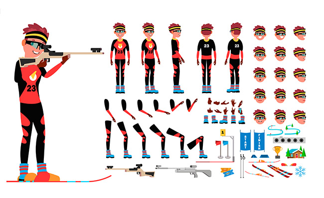 奥运项目射击运动员卡通动漫形象设计