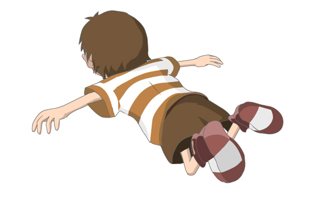 在空中漂浮飞翔的小男孩动画动作素材