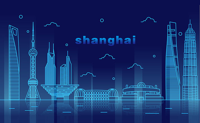 东方明珠上海城市建筑物线条风格背景设计