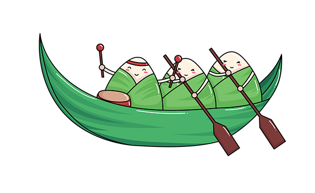 卡通动漫粽子划龙舟的造型背景设计素材