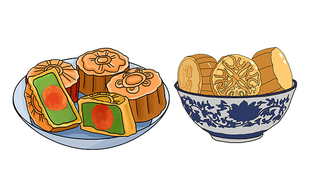 装在碗里面的月饼中秋节海报设计素材
