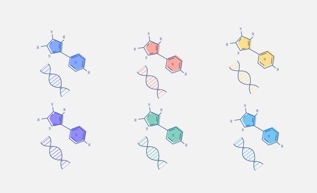 化学分子螺旋基因卡通插画