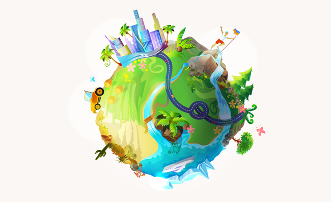 星球地球环保绿色生态地球矢量素材