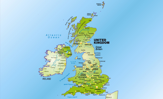 英国地图与爱尔兰地图矢量素材