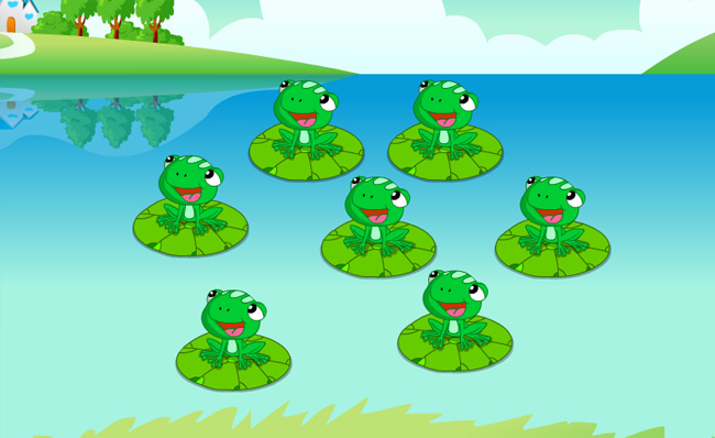 在荷叶上歇凉的青蛙群卡通动漫短视频素材