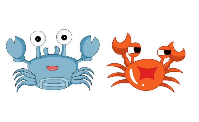 2种不同品种的螃蟹卡通动漫动作模板素材