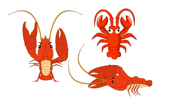 红色卡通动漫大龙虾动作动画模板素材