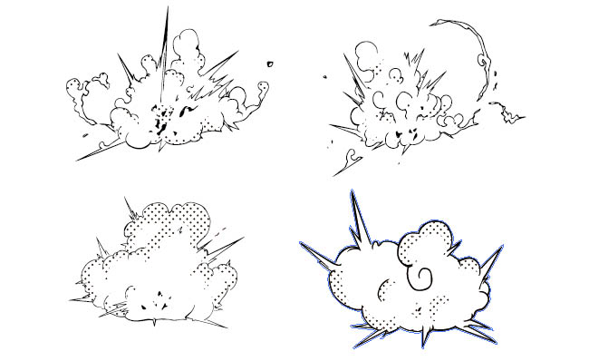 4张常用漫画爆炸效果矢量素材