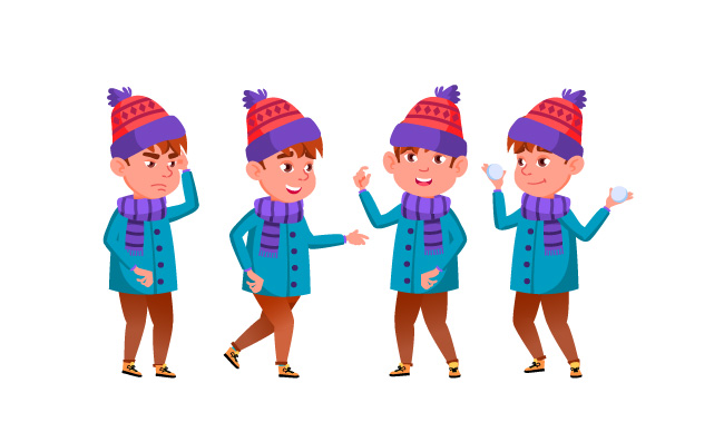 冬装戴帽子的男孩儿童素材