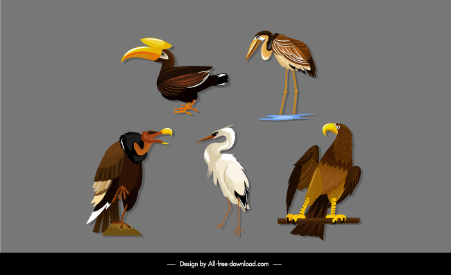 卡通秃鹫老鹰鸟类动物素材矢量