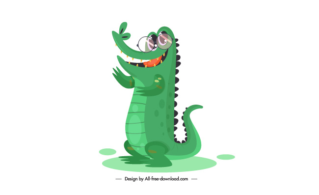 可爱鳄鱼动物卡通素材矢量