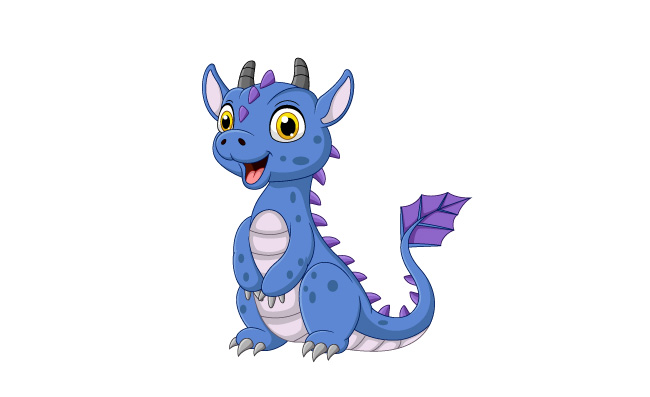 蓝紫色超可爱的卡通下恐龙形象动物素材矢量