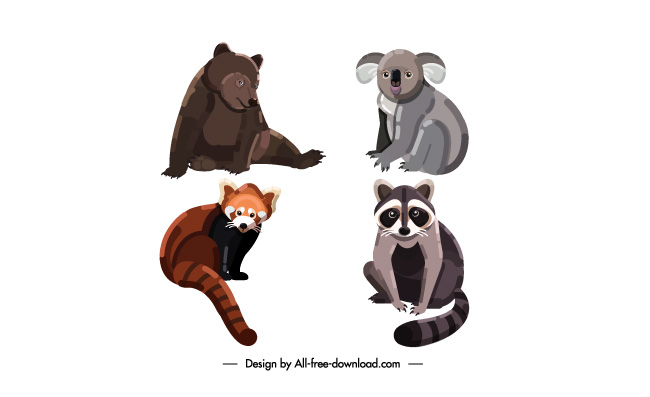 小熊猫浣熊动物矢量卡通素材