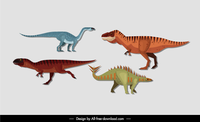 远古恐龙动物矢量卡通素材