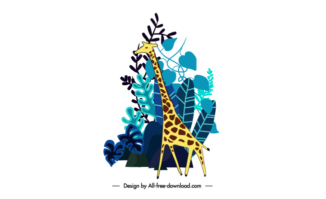 长颈鹿插画动物矢量卡通素材