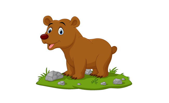 棕熊可爱卡通动物素材矢量