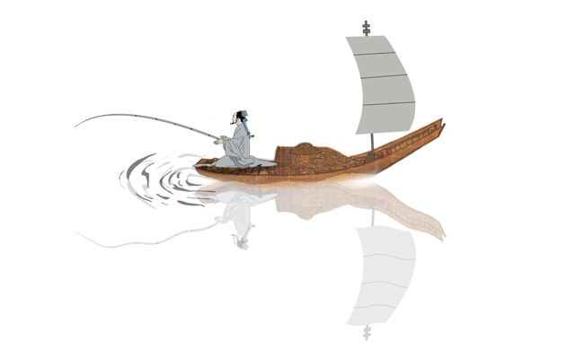 水墨动画视频制作古代钓鱼手绘动漫mov素材