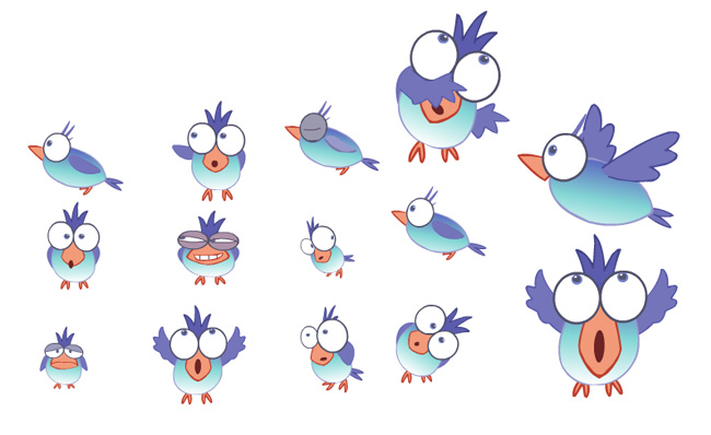 一组小小鸟动漫表情包动态an动画素材