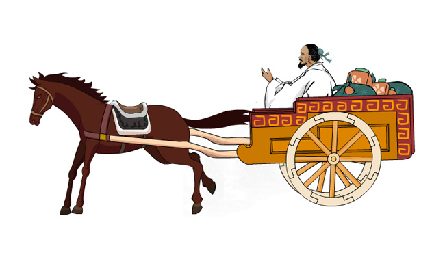 古代载人的马车古人交通工具动画模板素材