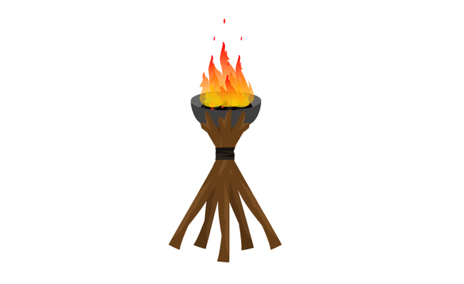野外生火古战场木头烛台火焰动画效果素材
