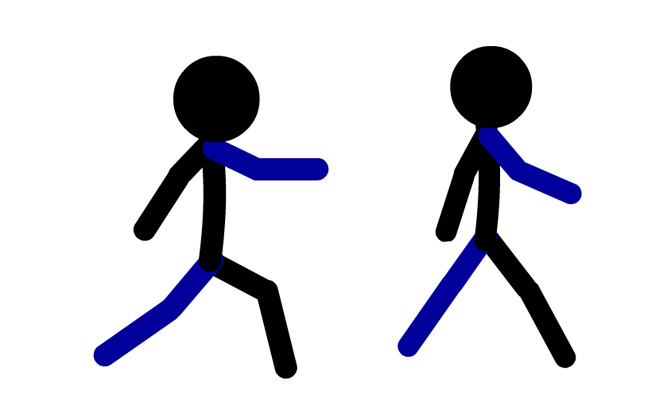 蓝色火柴人走路动作卡通创意动画模板素材