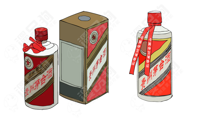 茅台酒瓶茅台包装手绘卡通动漫矢量素材