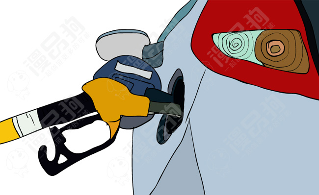 汽车加油汽油车漫画场景手绘素材