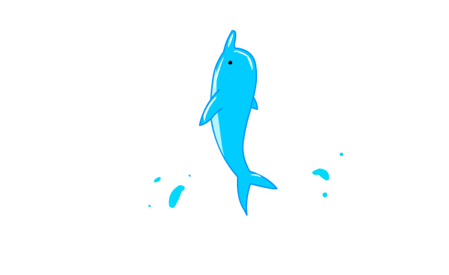 在海水中跳跃的鲸鱼卡通动画模板素材