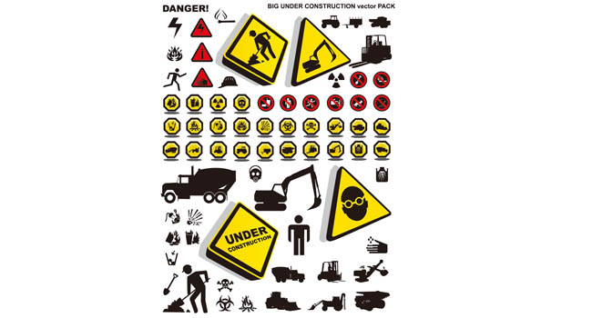 施工安全警示标志矢量素材