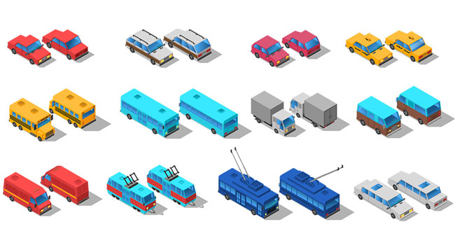 32款颜色各异的汽车矢量素材