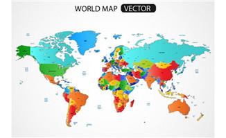 精美彩色世界地图矢量素