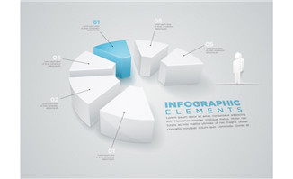 3D饼状图表矢量图素材