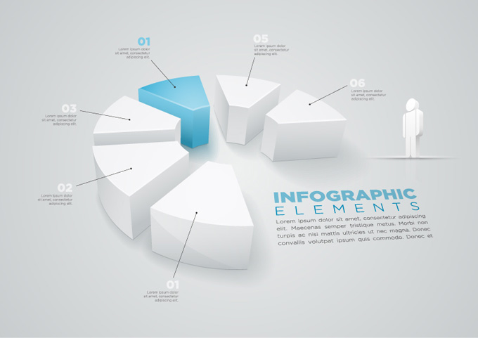 3D饼状图表矢量图素材