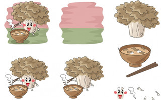 矢量吃饭的树蘑表情素材