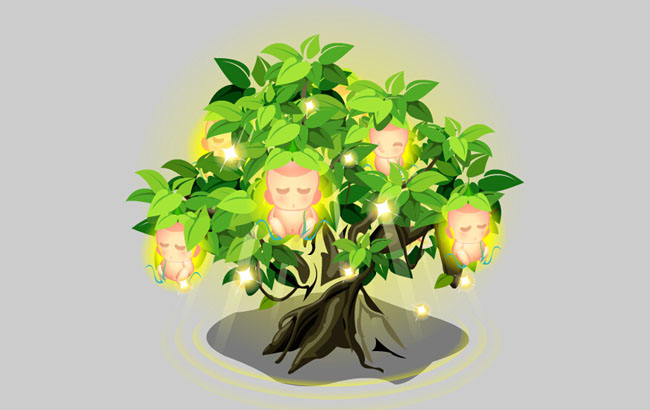 手绘卡通人参果植物素材下载