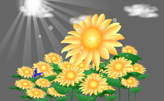 向日葵植物手绘背景设计素材