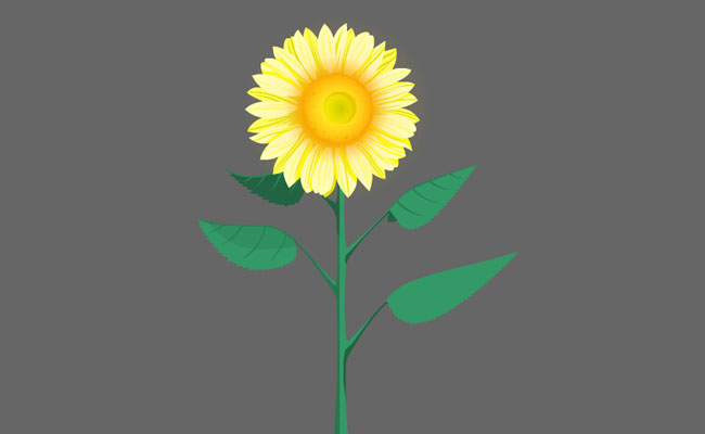 手绘卡通向日葵花朵元素