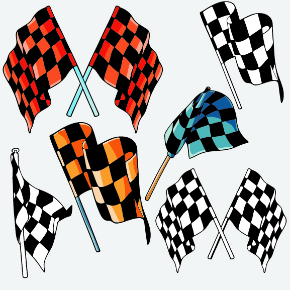 F1赛车旗帜元素矢量素材